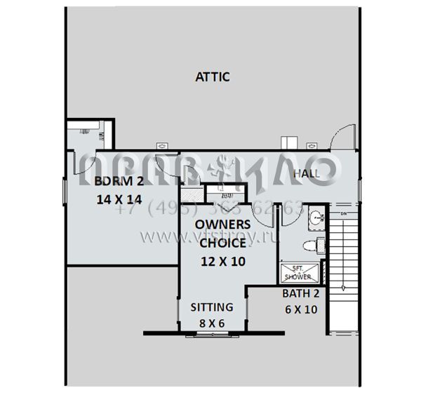 Проект двухэтажного дома с гаражом на две машины в стиле Ранчо S5-175 (1776-00092)
