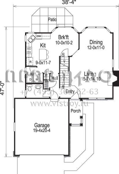 Проект двухэтажного дома с гаражом на две машины в стиле Ранчо S5-146 (5633-00071)
