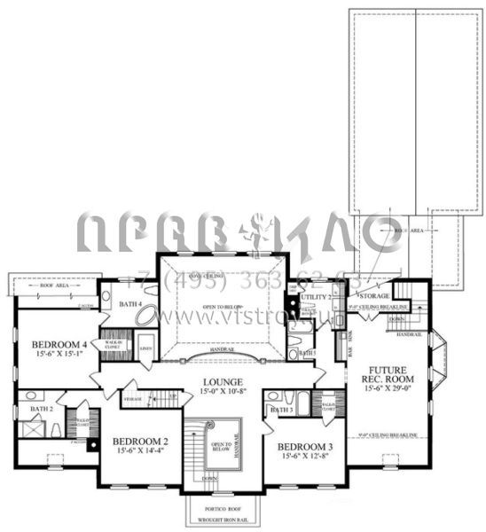 Проект двухэтажного дома с гаражом на три и более машин в стиле Ранчо S5-500 (7922-00188)