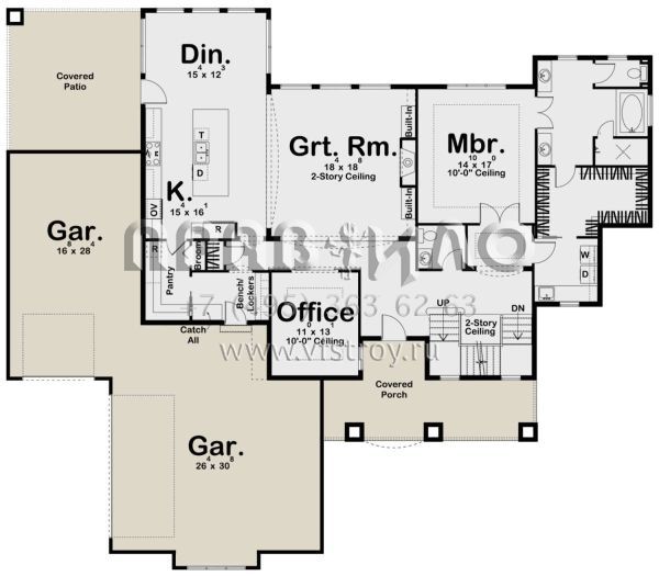 Проект двухэтажного дома с гаражом на три и более машин в американском стиле S5-354 (963-00244)