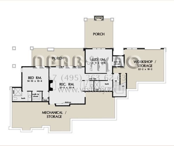 Проект одноэтажного дома с гаражом на три и более машин в американском стиле S5-389 (2865-00217)