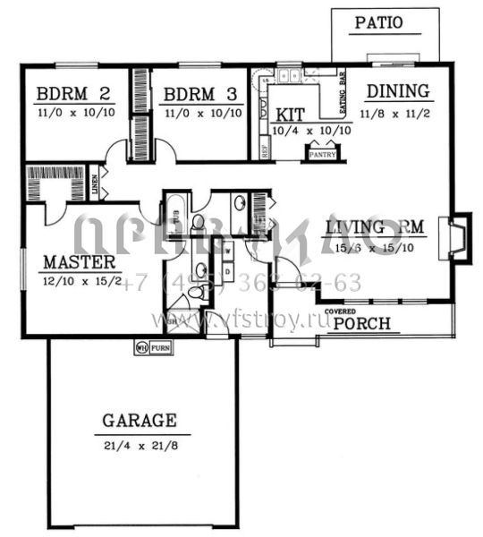 Проект одноэтажного дома с гаражом на две машины в стиле Ранчо S5-140 (692-00143)