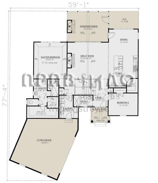 Проект одноэтажного дома с гаражом на две машины в американском стиле S5-273 (286-00108)