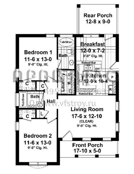 Проект одноэтажного дома без гаража в стиле Ранчо S5-102 (348-00005)