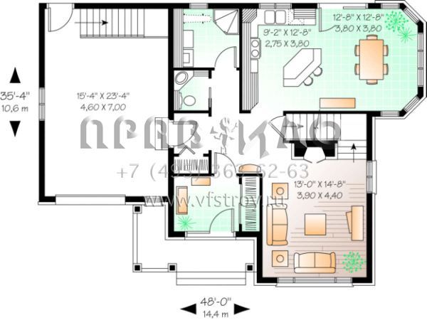 Проект двухэтажного дома с гаражом на одну машину в стиле Ранчо S5-170 (034-00146)