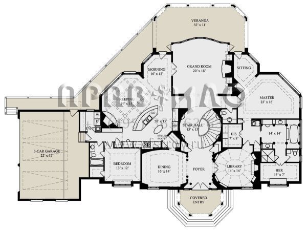 Проект одноэтажного дома с гаражом на три и более машин в английском стиле S5-472 (4195-00053)