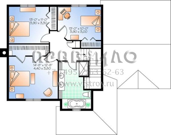 Проект двухэтажного дома с гаражом на одну машину в стиле Ранчо S5-160 (034-01016)