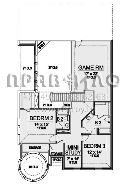 Проект двухэтажного дома с гаражом на две машины в стиле Ранчо S5-331 (5445-00419)