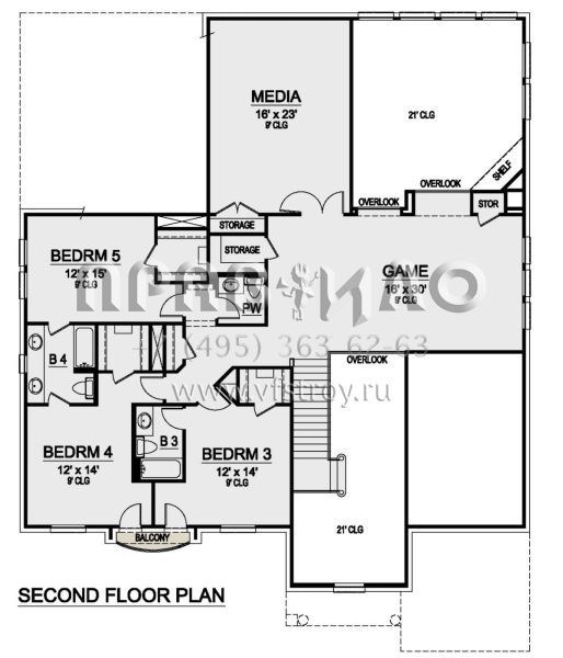 Проект двухэтажного дома с гаражом на три и более машин в английском стиле S5-474 (5445-00454)