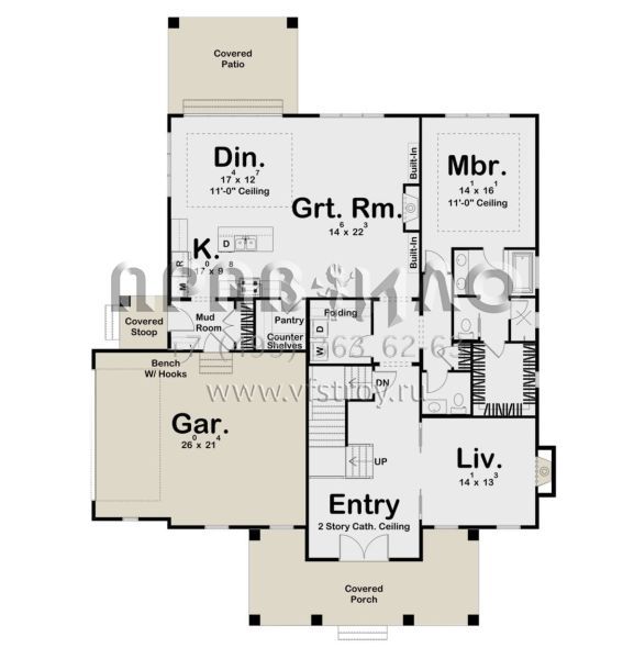 Проект двухэтажного дома с гаражом на две машины в американском стиле S5-264 (963-00746)