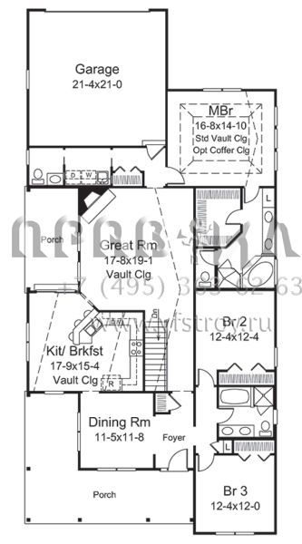 Проект одноэтажного дома с гаражом на две машины в стиле Ранчо S5-189 (5633-00282)