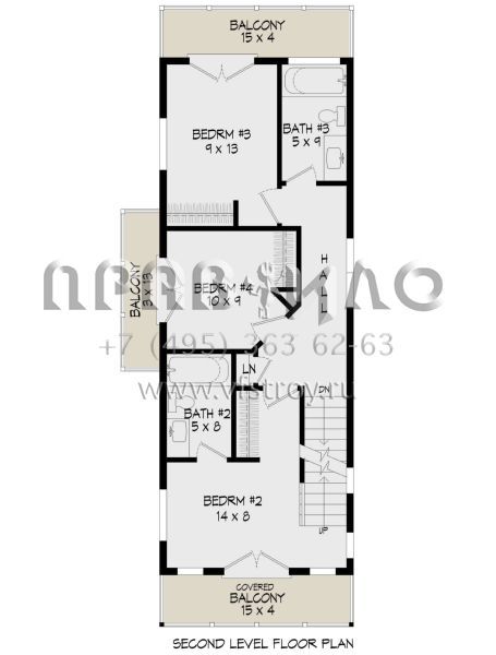 Проект трехэтажного дома без гаража в современном стиле S5-119 (940-00831)