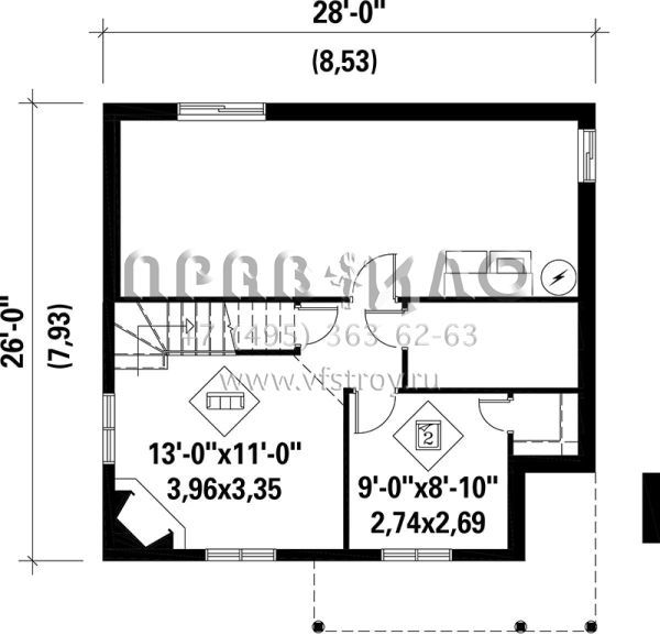 Проект одноэтажного дома без гаража в стиле Ранчо S5-131 (6146-00123)