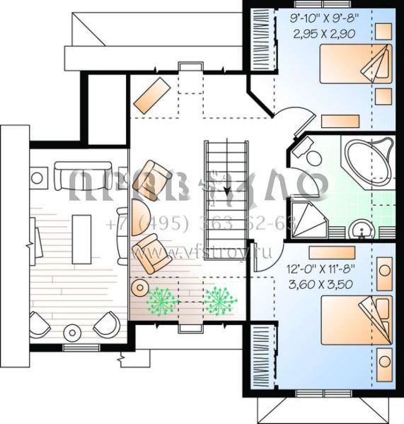 Проект двухэтажного дома без гаража в английском стиле S5-139 (034-00871)
