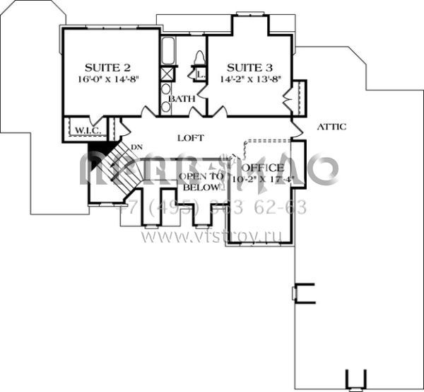 Проект двухэтажного дома с гаражом на две машины в стиле Ранчо S5-418 (3323-00306)