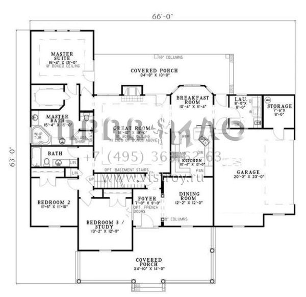 Проект двухэтажного дома с гаражом на две машины в стиле Ранчо S5-185 (110-00595)