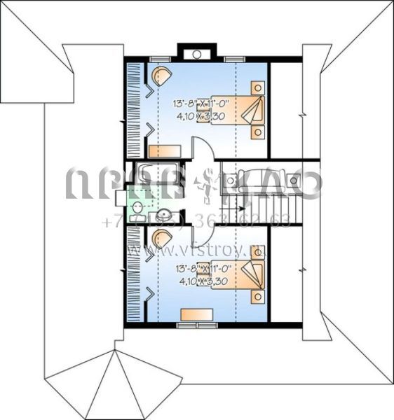 Проект двухэтажного дома без гаража в стиле Ранчо S5-151 (034-00773)