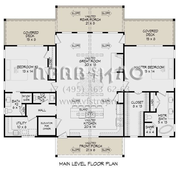 Проект одноэтажного дома без гаража в стиле Ранчо S5-286 (940-00802)