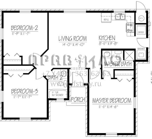 Проект одноэтажного дома без гаража в стиле Ранчо S5-106 (1754-00010)