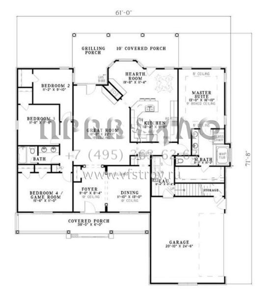 Проект одноэтажного дома с гаражом на две машины в стиле Ранчо S5-217 (110-00473)