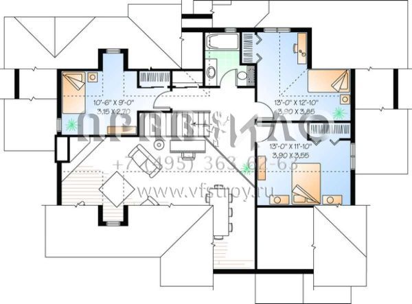 Проект двухэтажного дома с гаражом на две машины в стиле Ранчо S5-189 (034-00425)