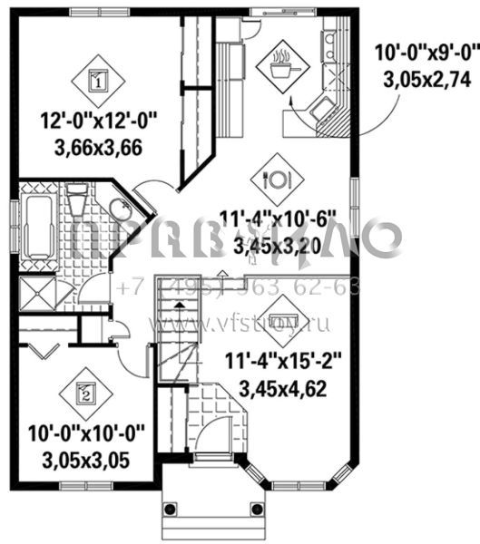 Проект одноэтажного дома без гаража в английском стиле S5-86 (6146-00277)