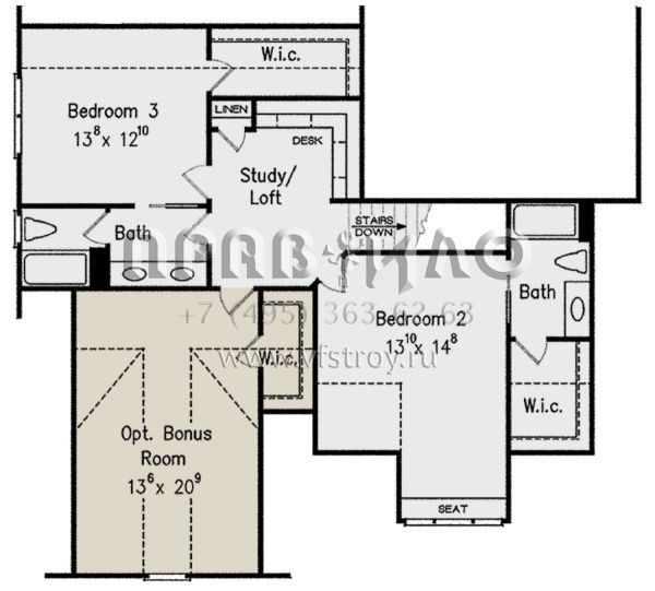 Проект двухэтажного дома с гаражом на две машины в стиле Ранчо S5-292 (8594-00253)
