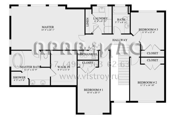 Проект двухэтажного дома с гаражом на три и более машин в стиле Ранчо S5-265 (2802-00024)