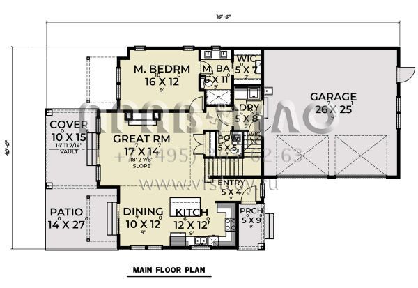 Проект двухэтажного дома с гаражом на две машины в американском стиле S5-220 (2464-00055)
