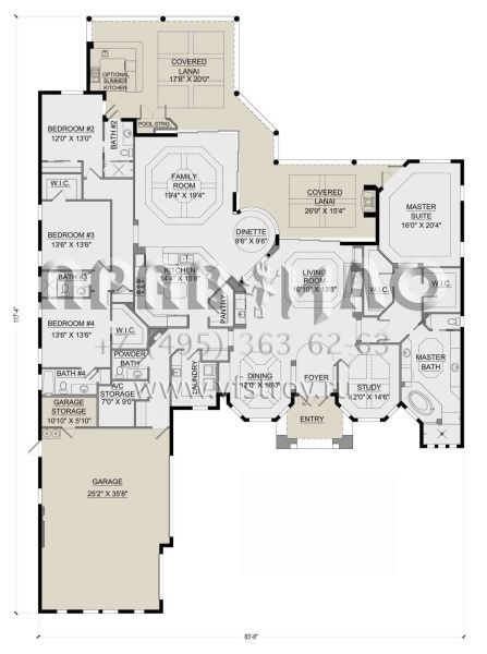 Проект одноэтажного дома с гаражом на три и более машин в современном стиле S5-385 (5565-00131)
