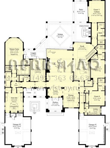 Проект двухэтажного дома с гаражом на три и более машин в современном стиле S5-570 (8436-00041)