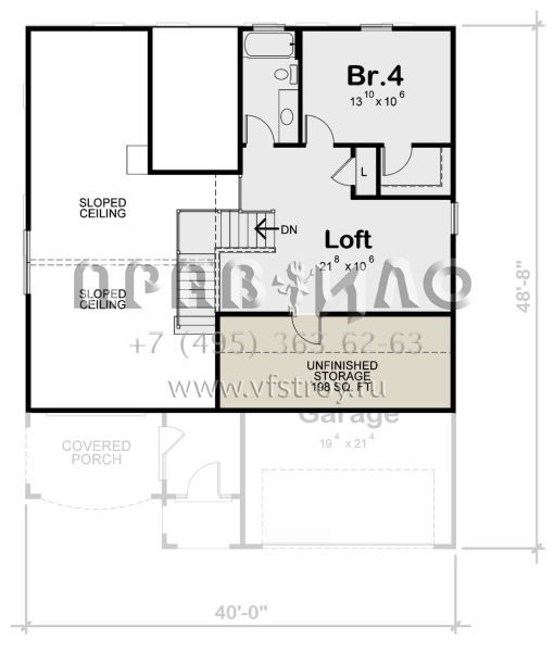 Проект двухэтажного дома с гаражом на две машины в стиле Ранчо S5-174 (402-01735)