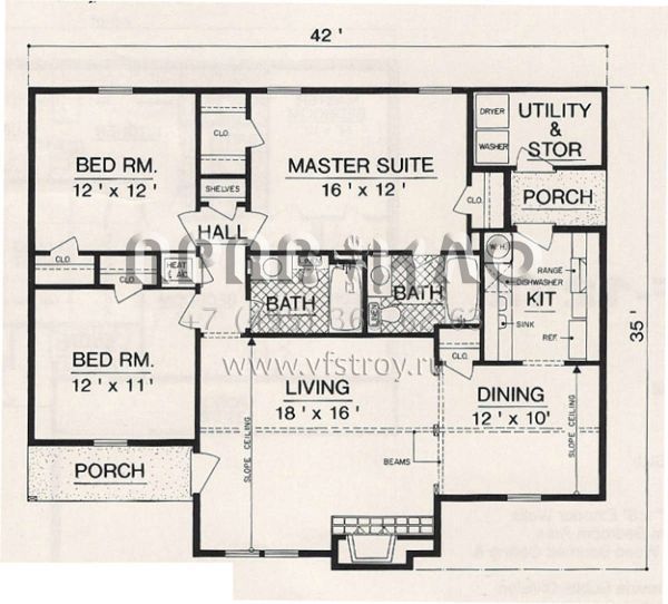 Проект одноэтажного дома без гаража в современном стиле S5-112 (048-00228)