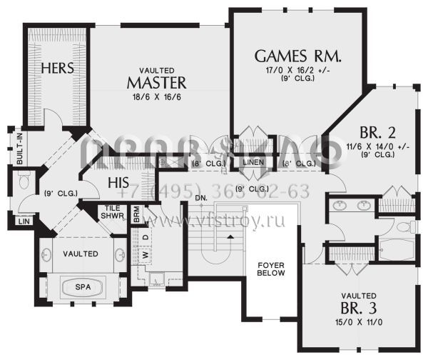 Проект двухэтажного дома с гаражом на две машины в американском стиле S5-297 (2559-00894)