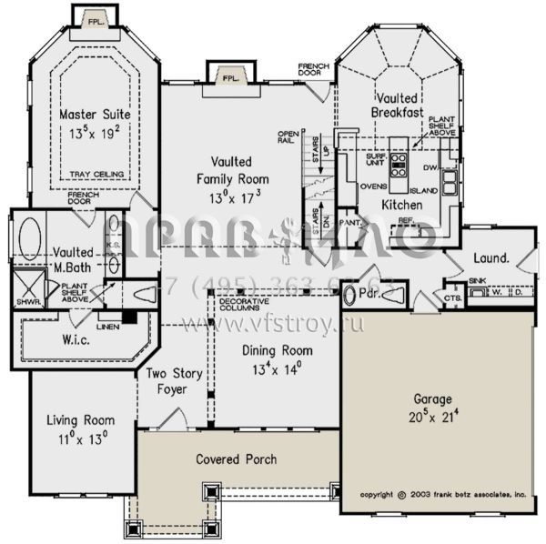 Проект двухэтажного дома с гаражом на две машины в стиле Ранчо S5-234 (8594-00344)