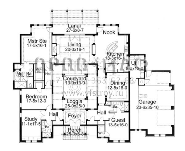 Проект одноэтажного дома с гаражом на три и более машин в прибрежном стиле S5-312 (9401-00073)