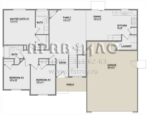Проект одноэтажного дома с гаражом на две машины в стиле Ранчо S5-120 (8768-00033)