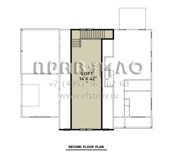 Проект одноэтажного дома с гаражом на одну машину в стиле БарнХаус S5-147 (2464-00094)