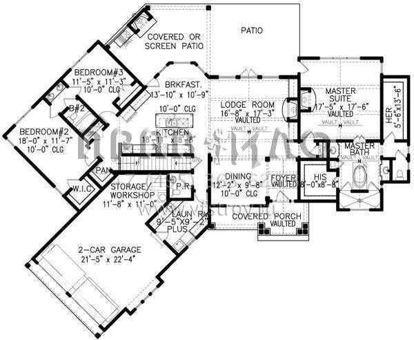 Проект одноэтажного дома с гаражом на две машины в стиле Ранчо S5-220 (699-00120)