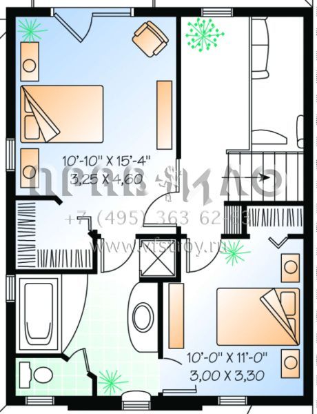 Проект двухэтажного дома с гаражом на одну машину в стиле Ранчо S5-121 (034-00094)