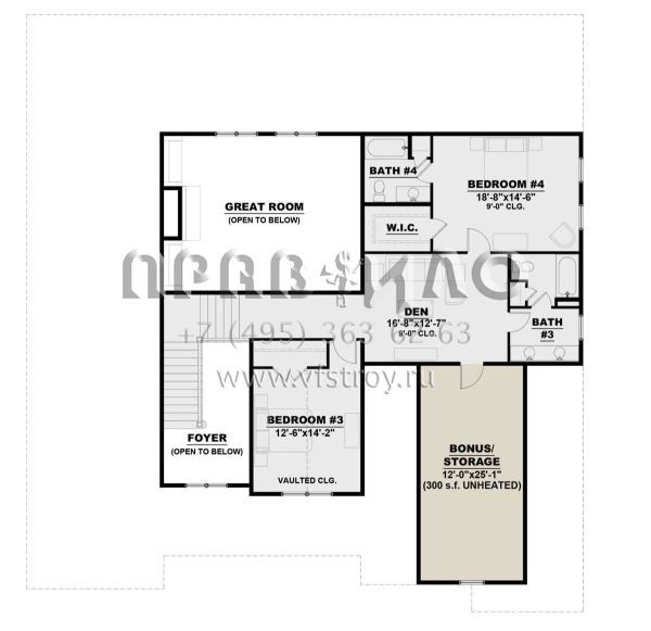 Проект двухэтажного дома с гаражом на две машины в стиле Ранчо S5-360 (7568-00008)