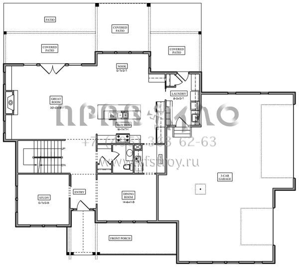 Проект двухэтажного дома с гаражом на три и более машин в современном стиле S5-300 (5631-00080)