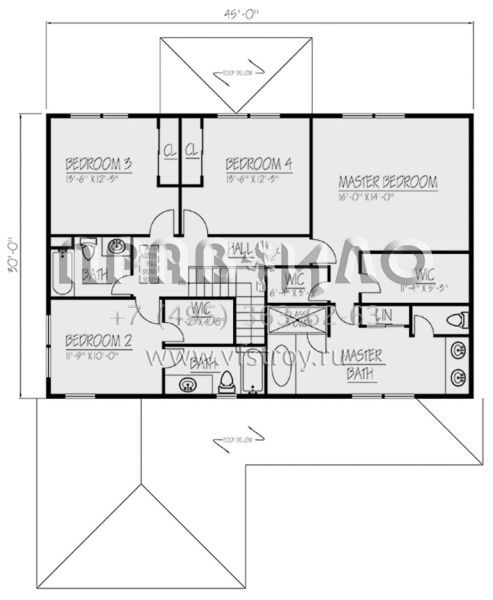 Проект двухэтажного дома с гаражом на две машины в стиле Ранчо S5-245 (1754-00036)