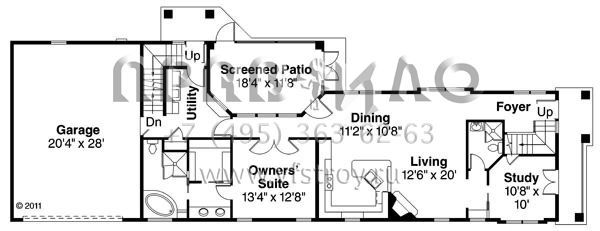 Проект двухэтажного дома с гаражом на две машины в прибрежном стиле S5-250 (035-00580)