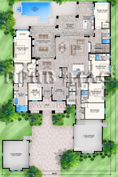 Проект двухэтажного дома с гаражом на три и более машин в современном стиле S5-567 (5565-00049)