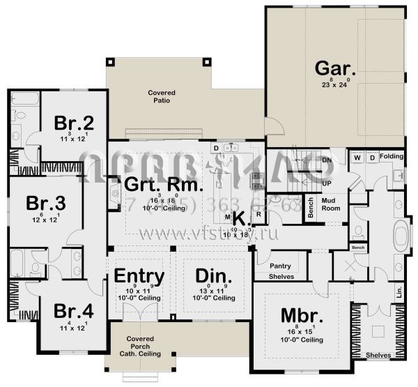 Проект одноэтажного дома с гаражом на две машины в современном стиле S5-237 (963-00733)