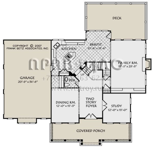 Проект двухэтажного дома с гаражом на три и более машин в стиле Ранчо S5-330 (8594-00071)