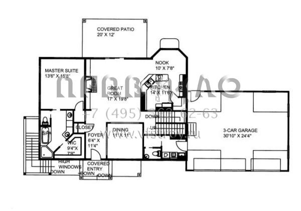 Проект двухэтажного дома с гаражом на три и более машин в скандинавском стиле S5-186 (039-00550)
