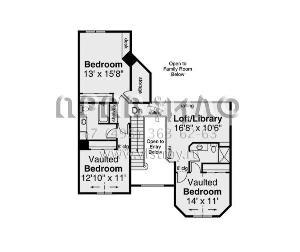 Проект двухэтажного дома с гаражом на три и более машин в стиле Ранчо S5-347 (035-01058)