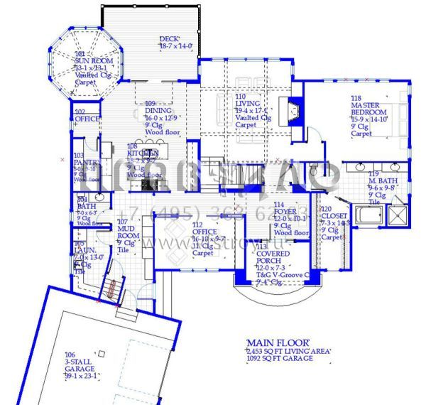 Проект двухэтажного дома с гаражом на три и более машин в современном стиле S5-300 (1637-00131)